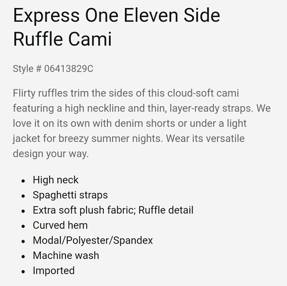Express | NWT Express One Ruffle Cami - Picture 5 of 6